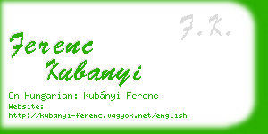 ferenc kubanyi business card