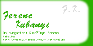 ferenc kubanyi business card